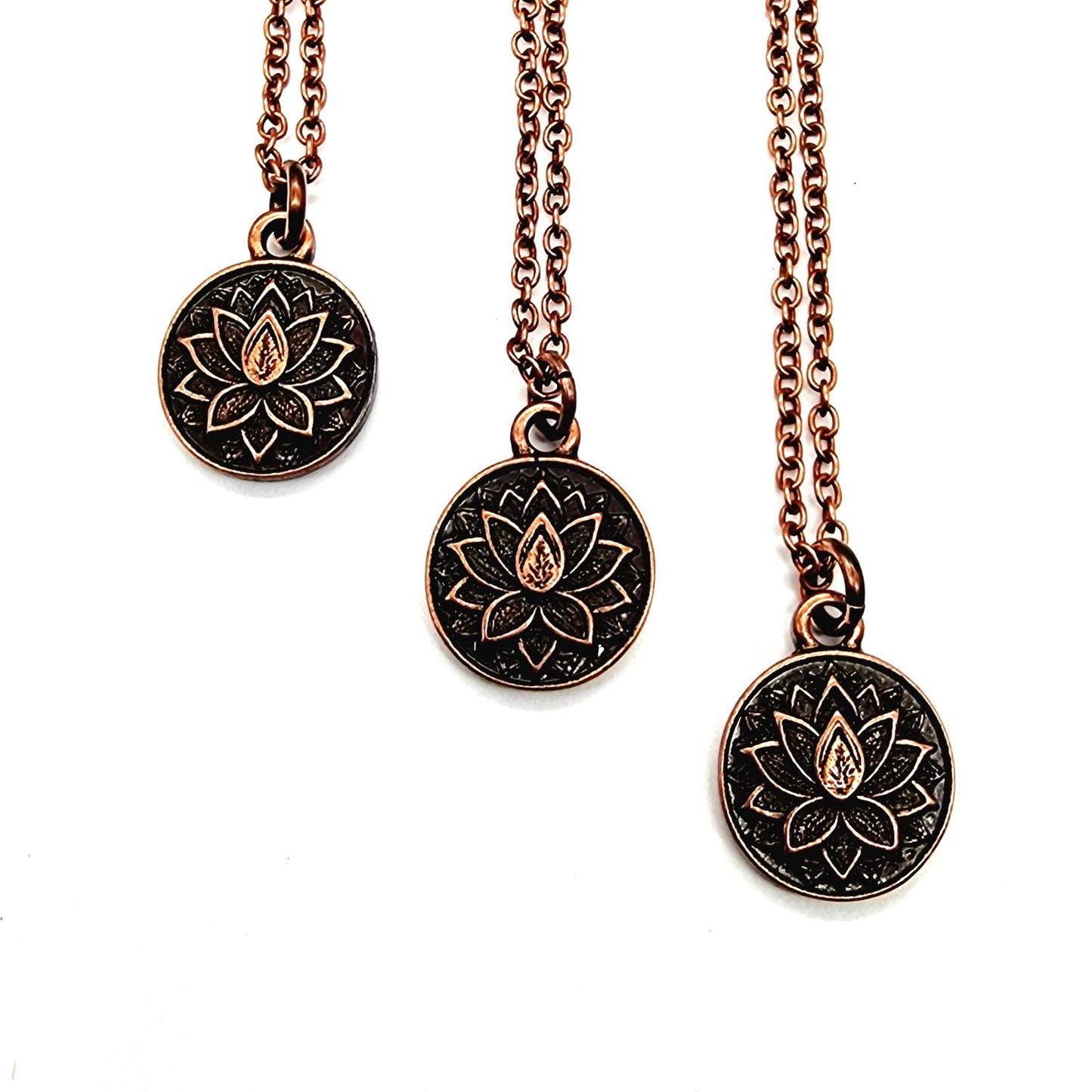 “Inner Bloom” Copper Lotus Pendant Necklace
