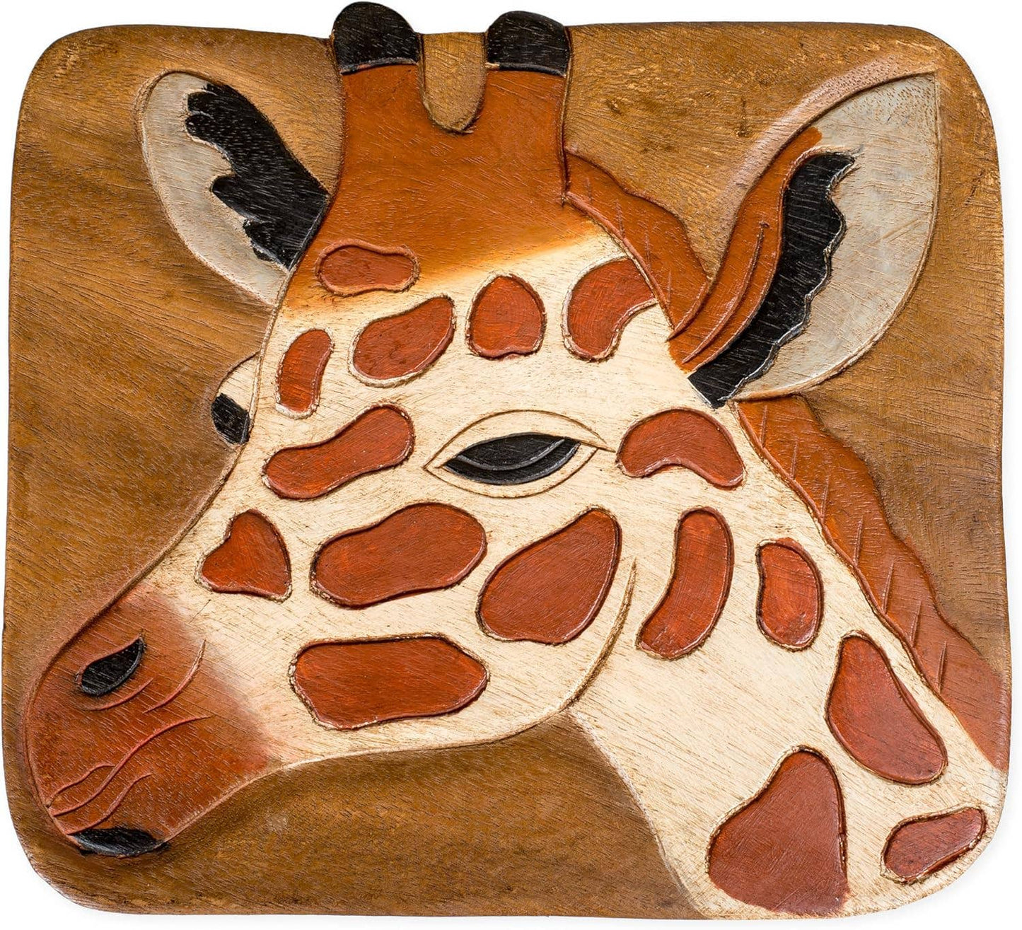 Wood Stool With Giraffe Design Hand Painted Home Decor