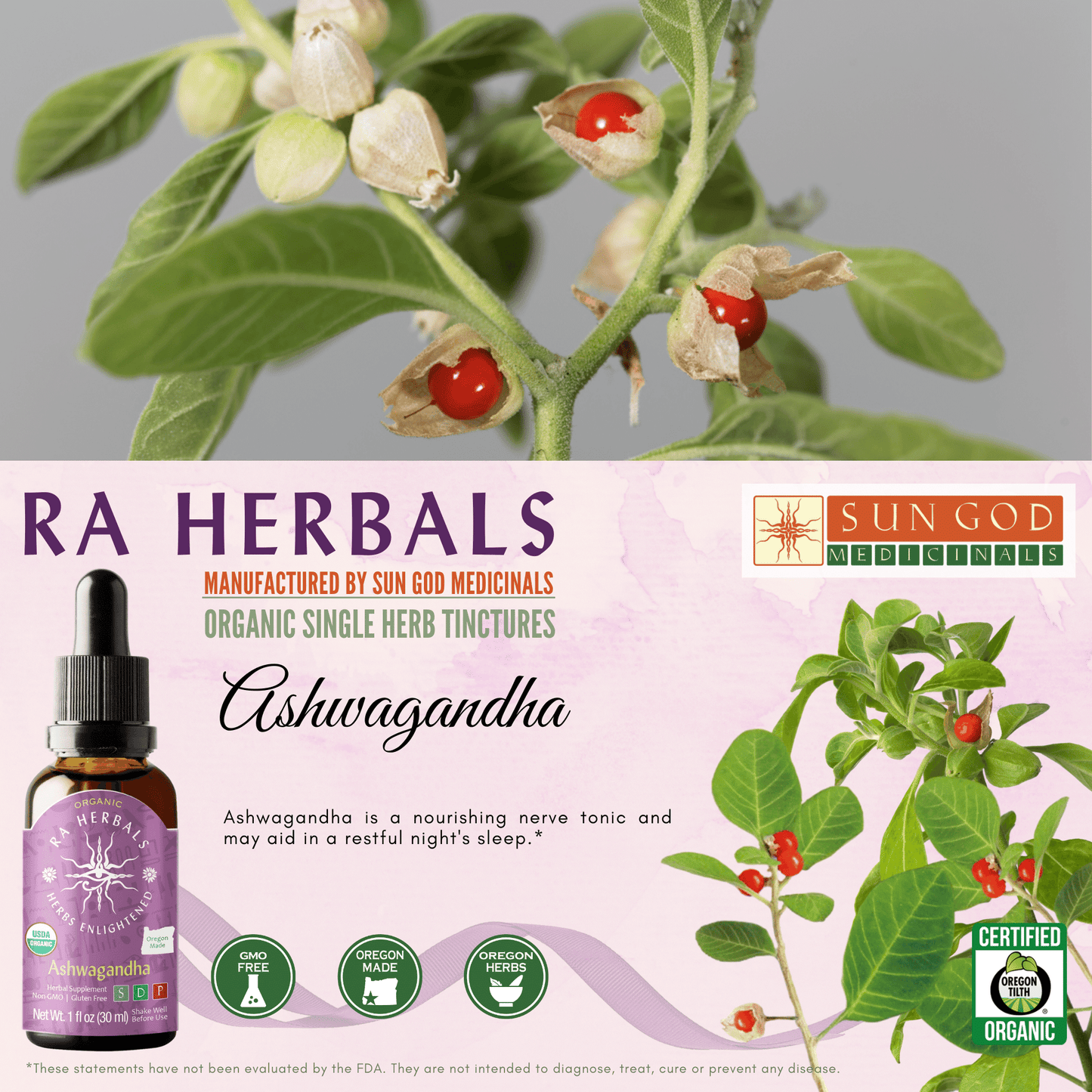 Organic Ashwagandha Tincture 1oz