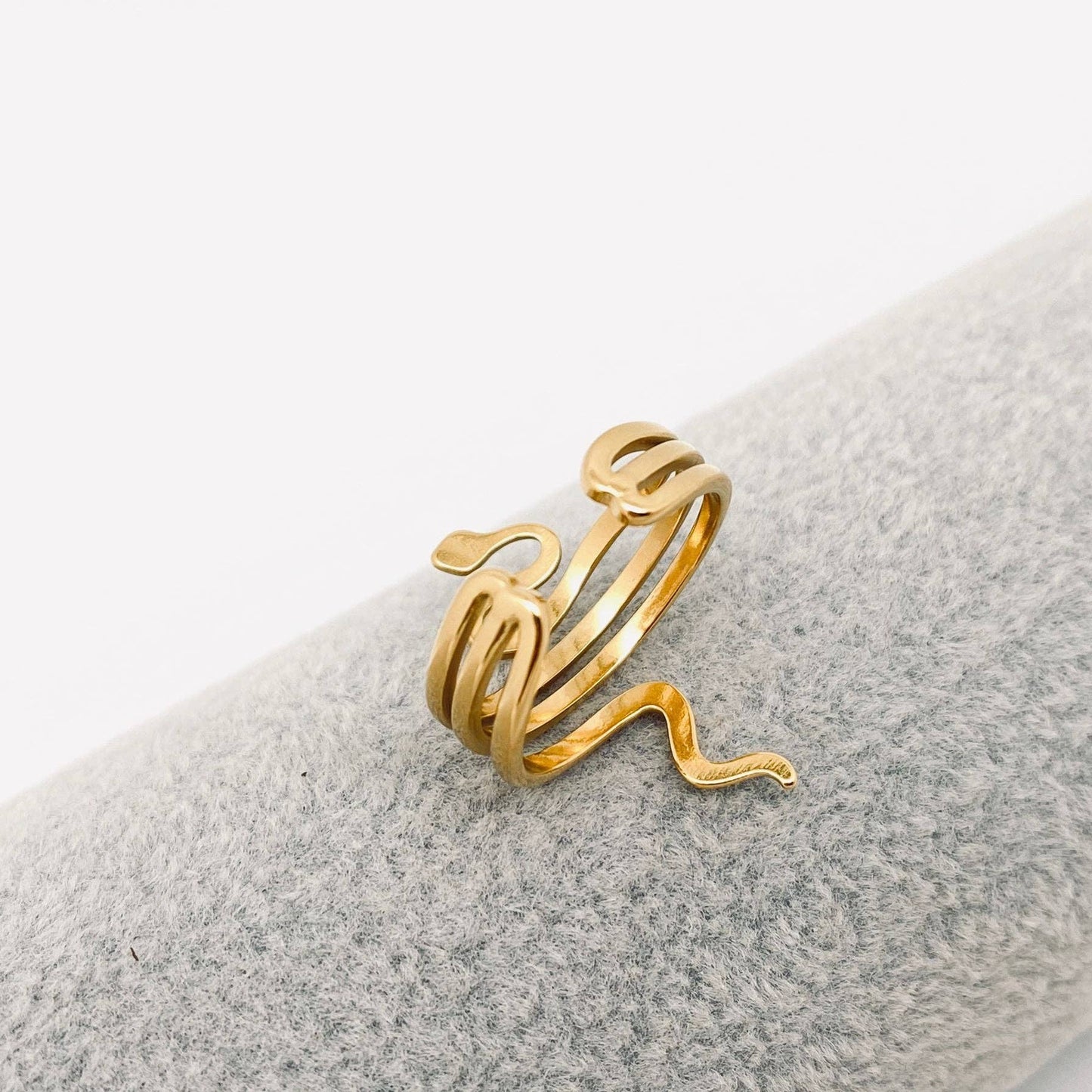 Snake 18K Gold Plated Stainless Steel Adjustable Ring