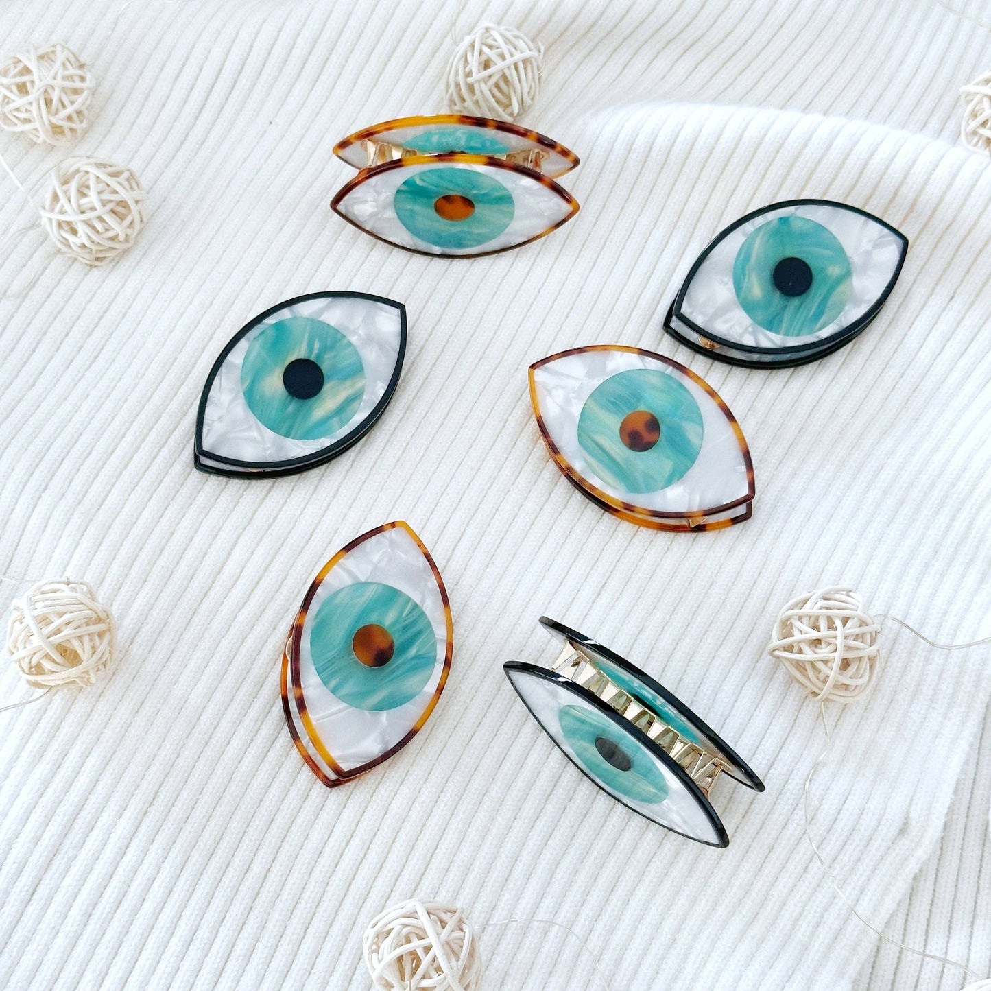 Evil Eye Hair Claw Clip, Acetate Hair Clip, Hair Accessories: Brown