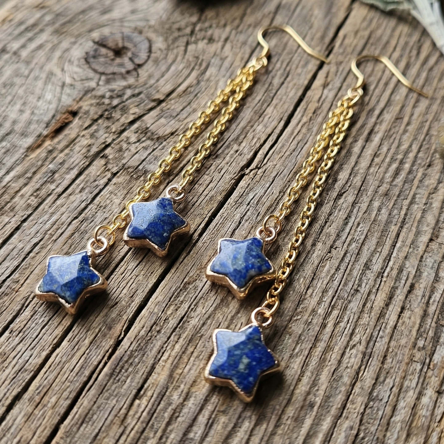 Lapis Lazuli Celestial Fringe Earrings