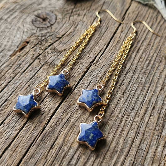 Lapis Lazuli Celestial Fringe Earrings