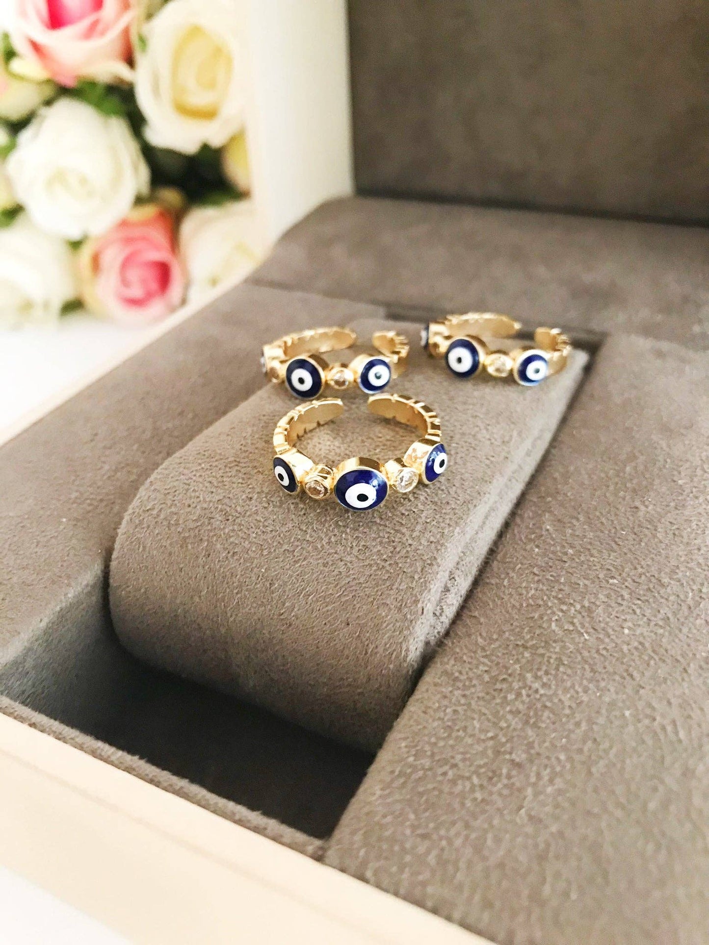 Greek Blue Evil Eye Ring