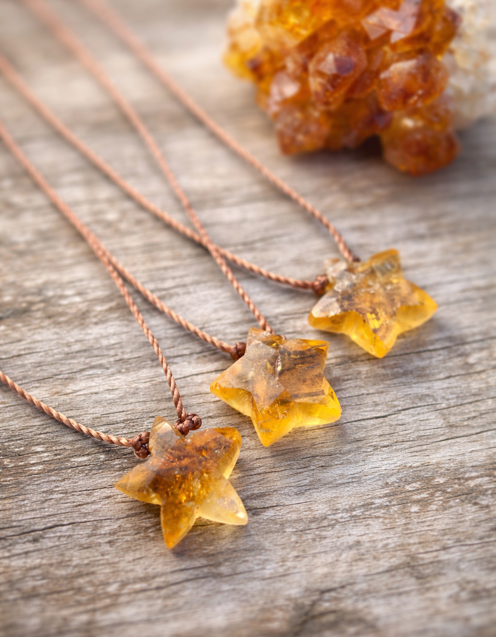 Citrine Faceted Star Cord Necklace