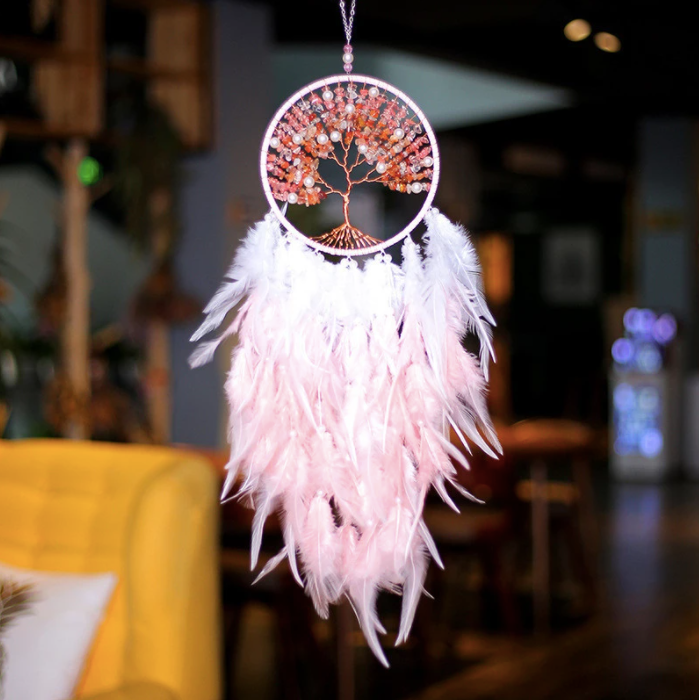Modern Handmade Beaded Dreams Catcher: Chocolate