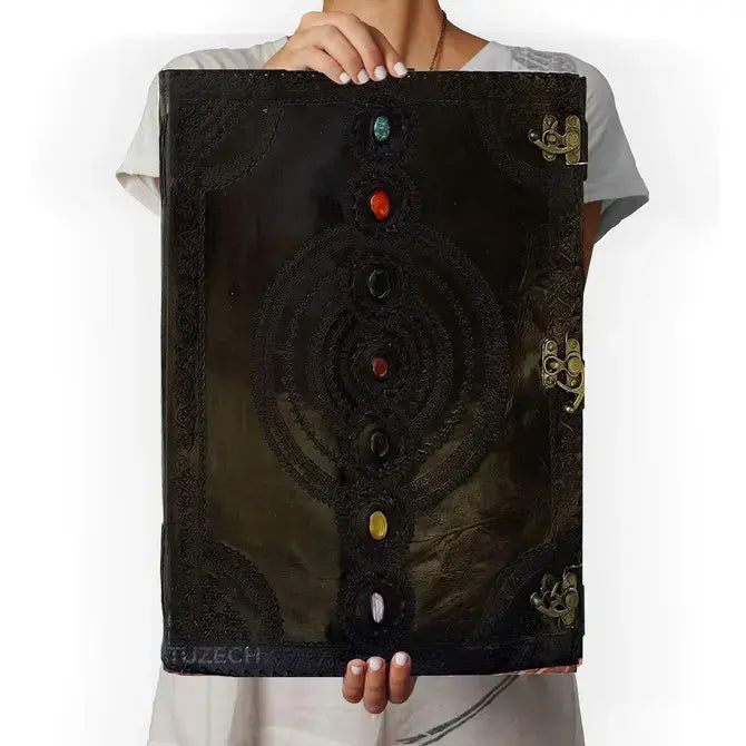 Tuzech Handmade Vintage Seven Chakra Stone Embossed Diary