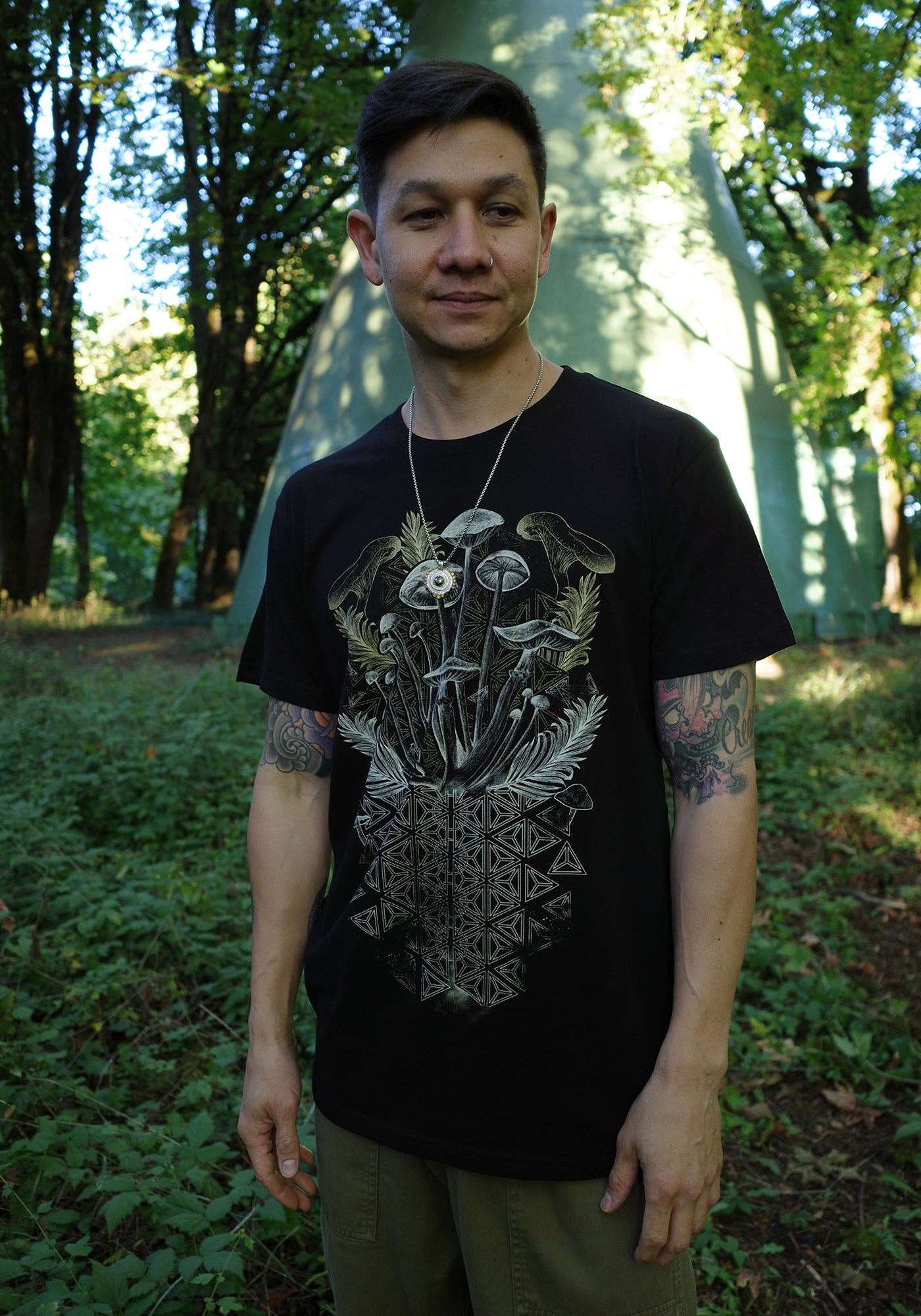 Mycelial Bloom Shirt Blue, Olive or Black