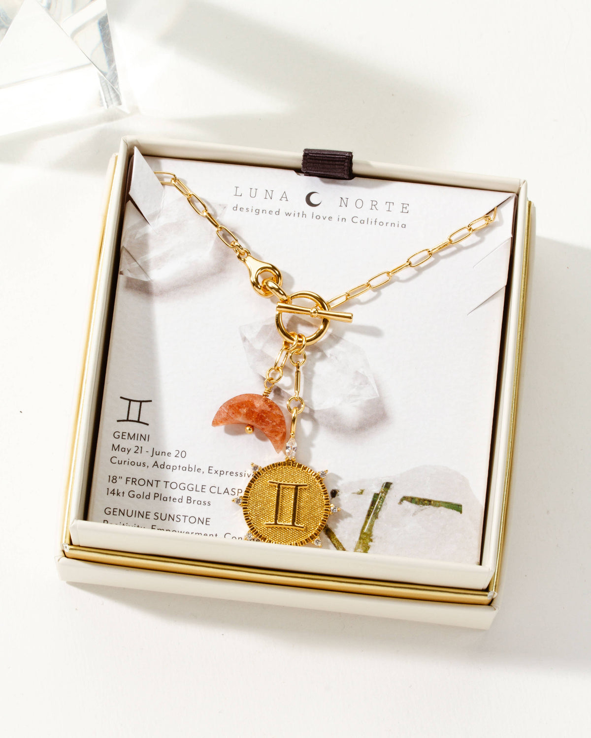 Gemini Lunar Front Toggle Zodiac Necklace