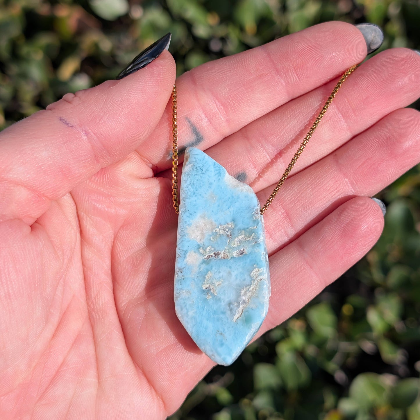 Larimar Specimen Necklaces - 24k Gold Plated Steel