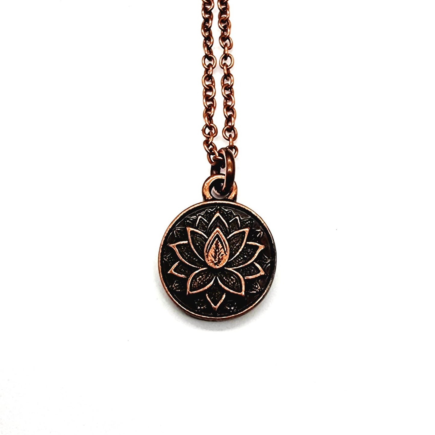 “Inner Bloom” Copper Lotus Pendant Necklace