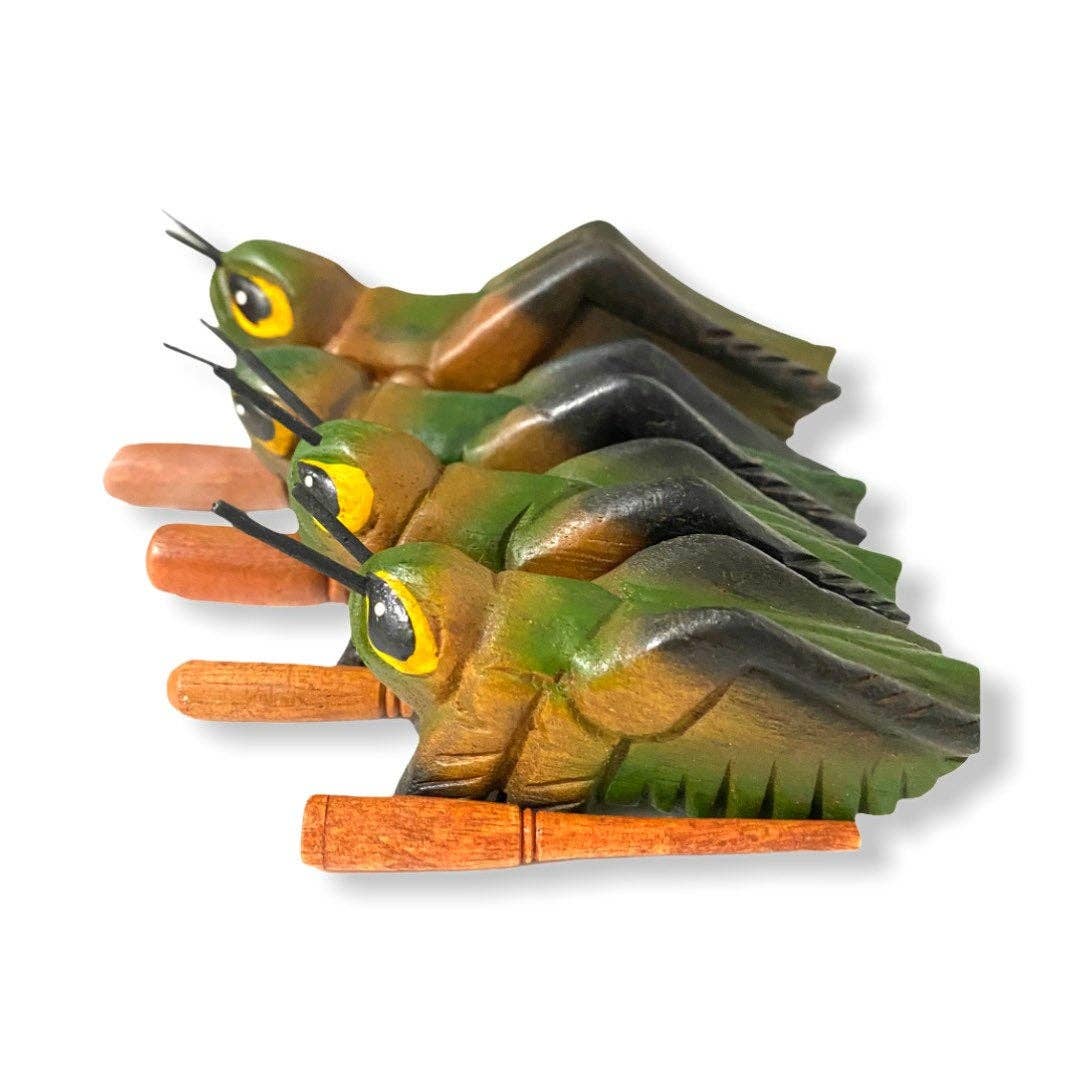 Painted Wooden Musical Cricket Percussion Instrument 4"