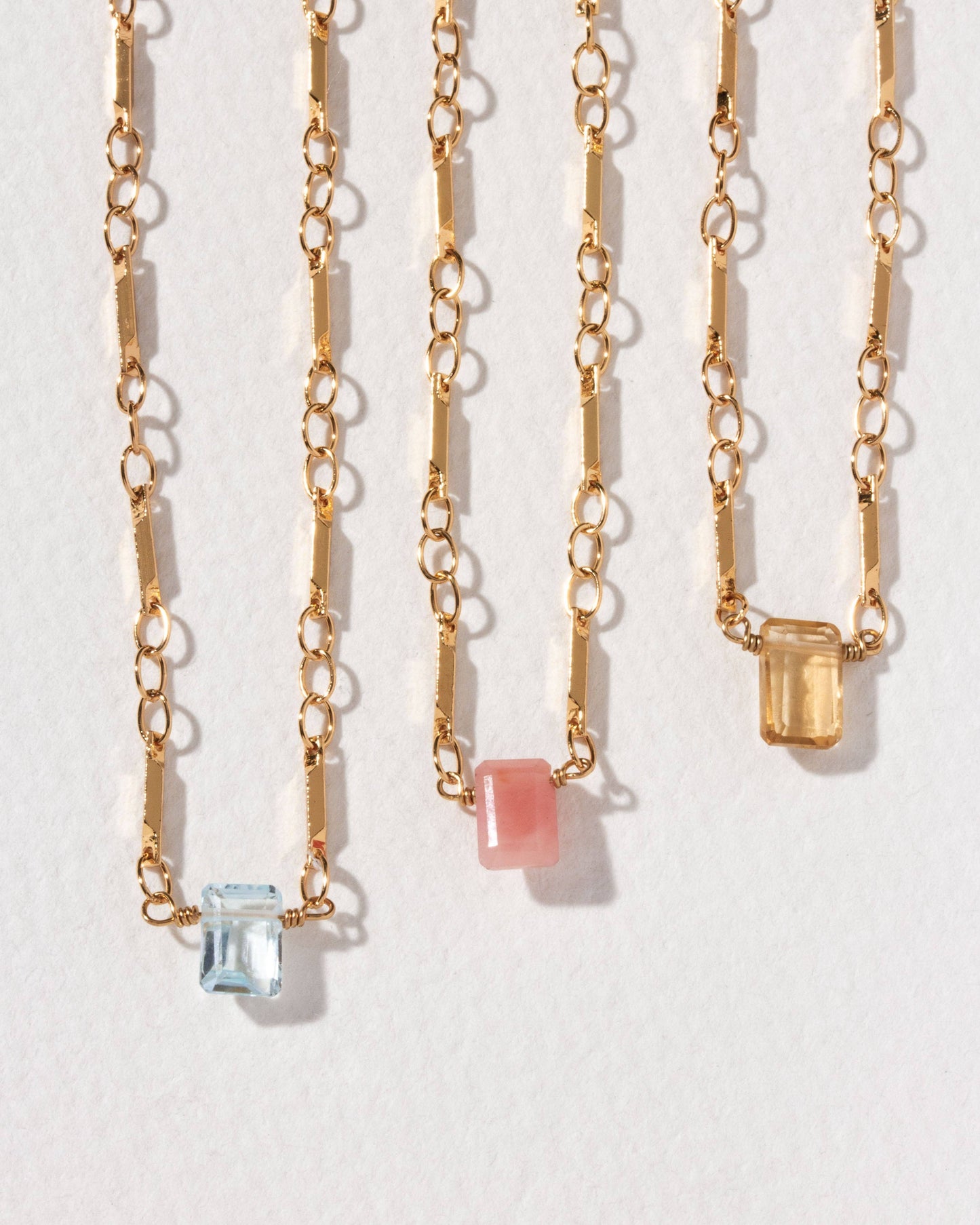 Blue Topaz Prism Gems Birthstone Necklace - December