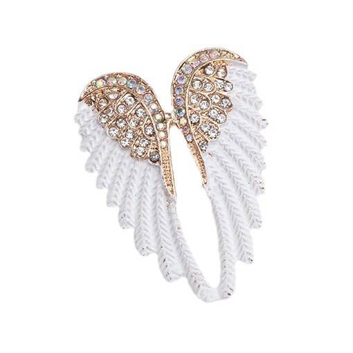 Rhinestone Angel Wing Brooch Pin, Multi Color Options