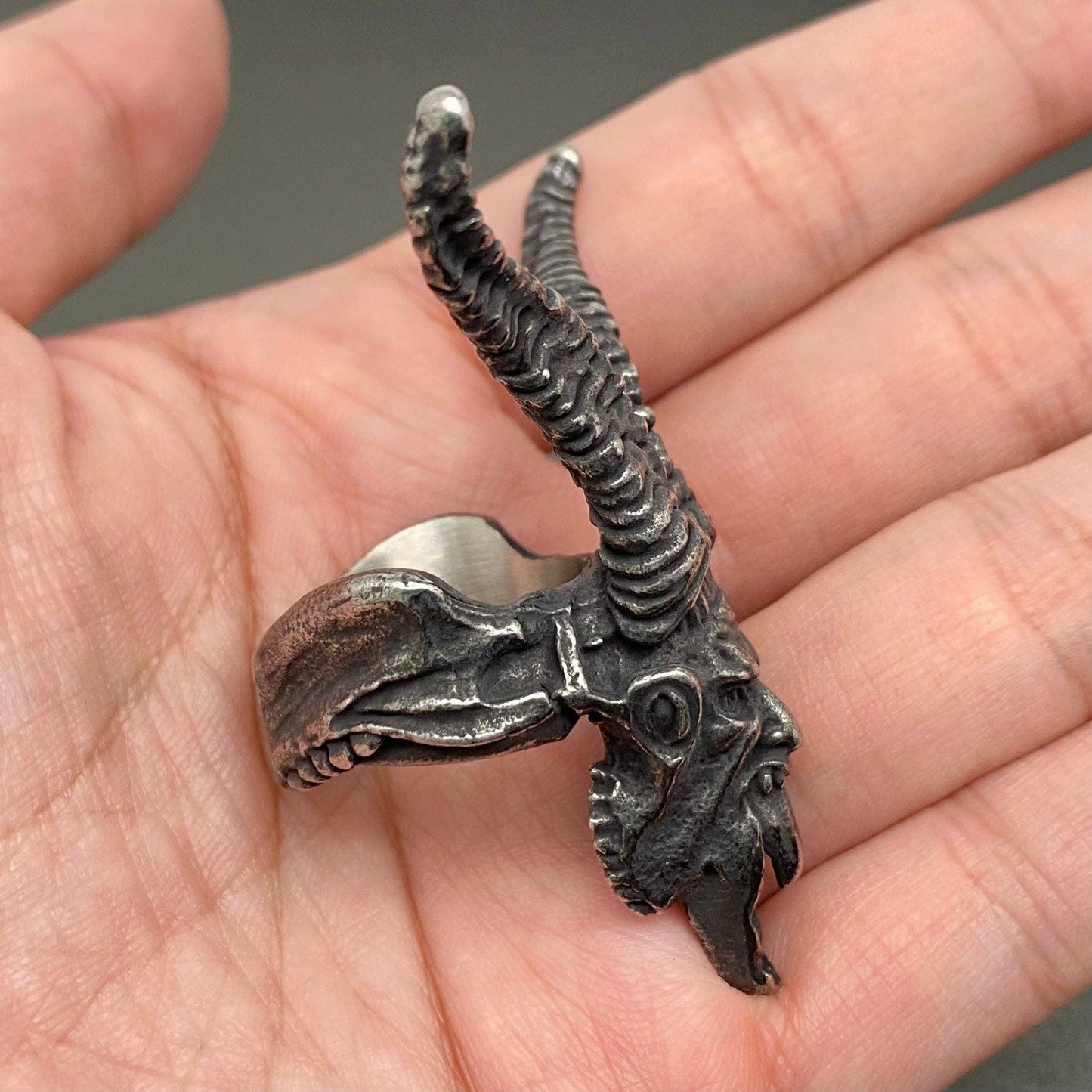 Blackening Stainless Steel Demon Skull Ring