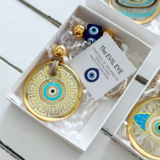 Evil Eye Wall Hanging, Gold Evil Eye Wall Decor, Protection: Style 4