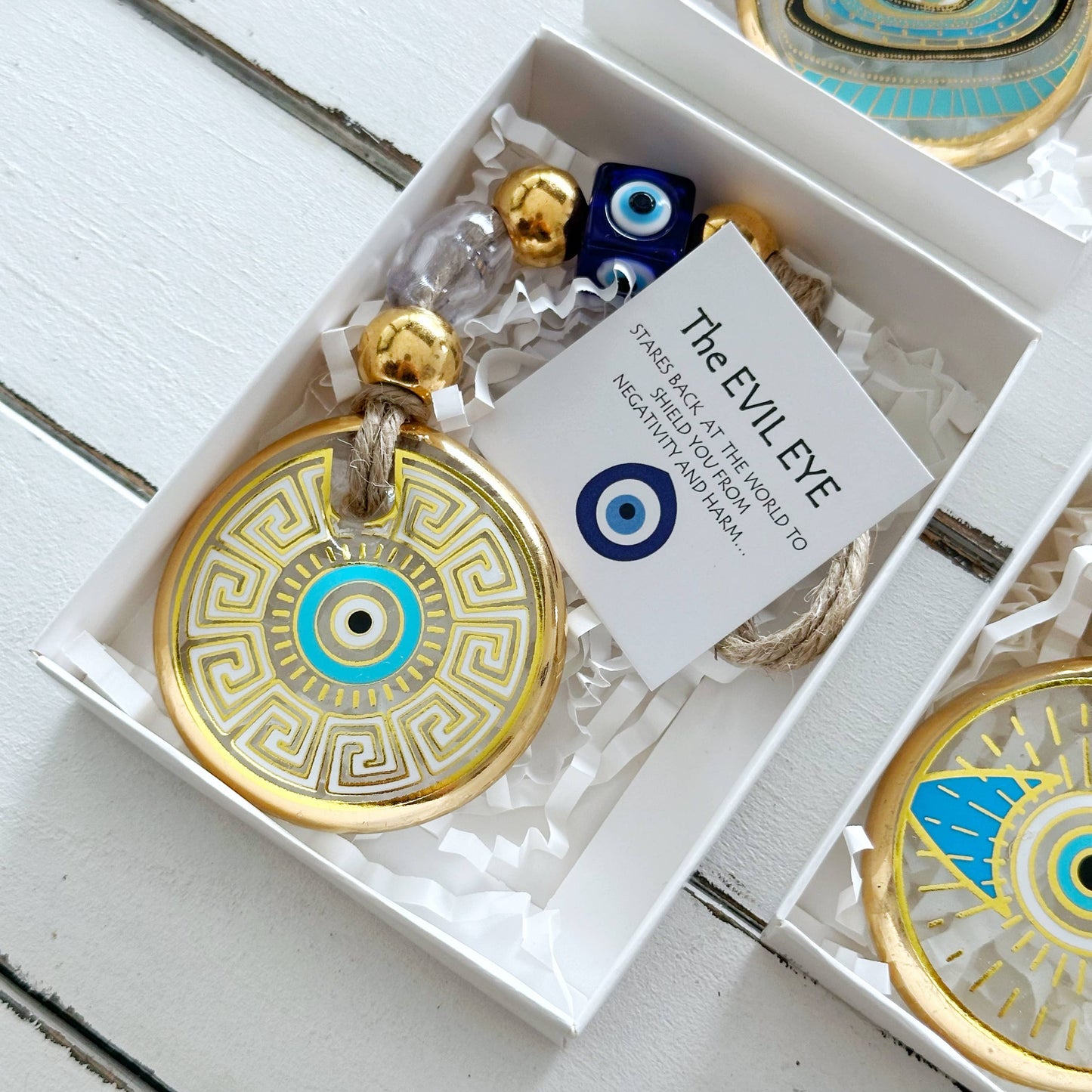 Evil Eye Wall Hanging, Gold Evil Eye Wall Decor, Protection: Style 3