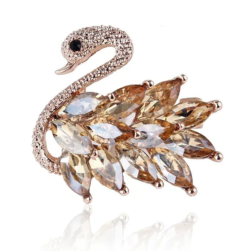 Crystal Swan Brooch – Sparkling Rhinestones