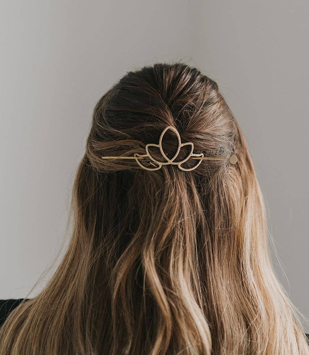 Hair Slide with Stick - Gold or Silver Various Designs