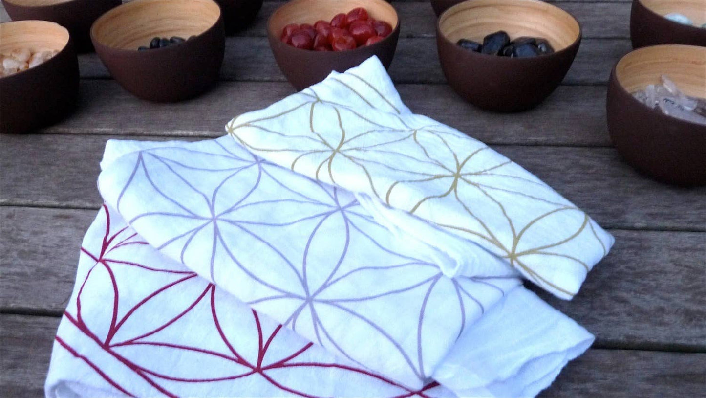 XL Flower of Life - Crystal Grid Cloth: White