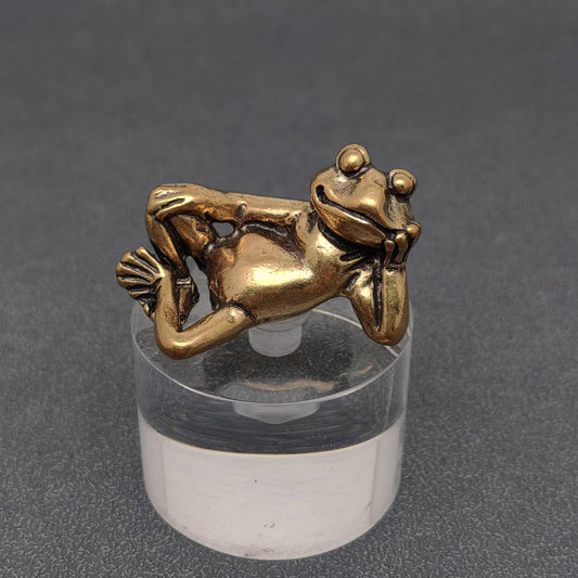 Brass Side-Lying Frog Desktop Ornaments Decorations