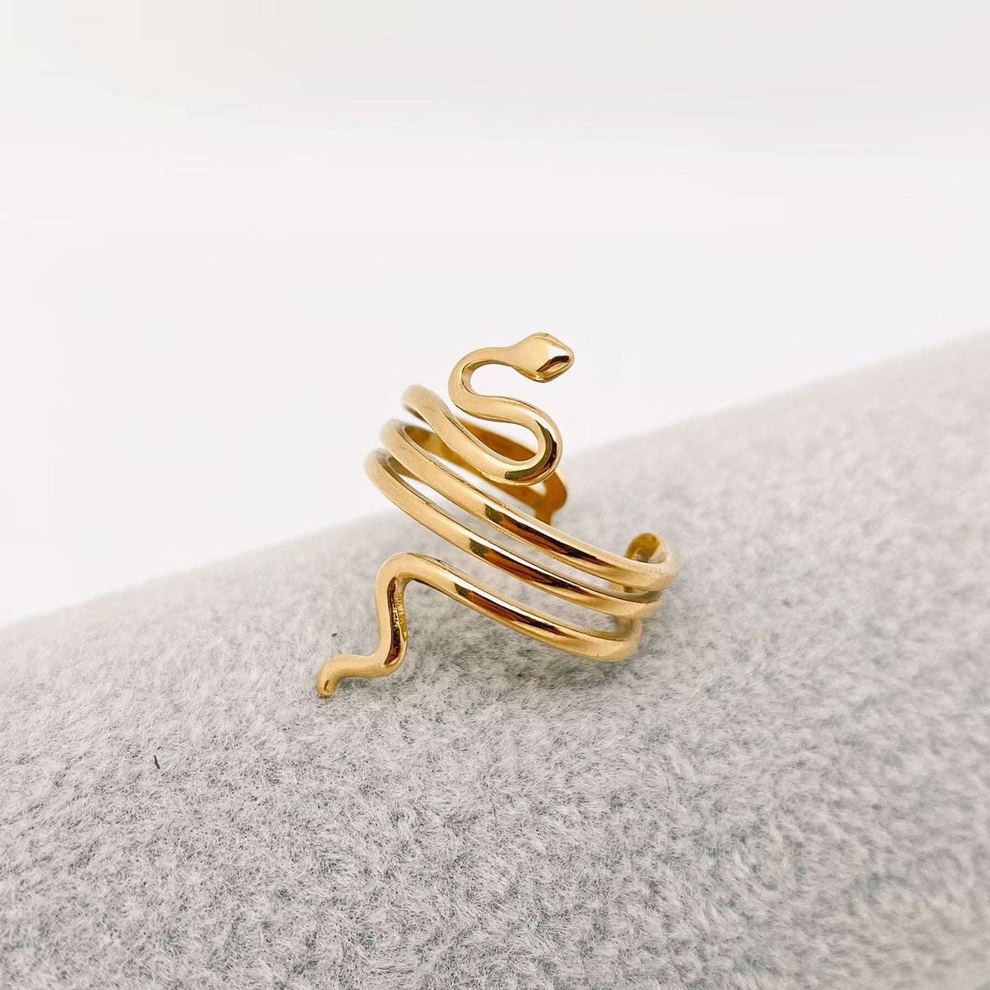 Snake 18K Gold Plated Stainless Steel Adjustable Ring