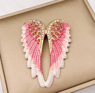 Rhinestone Angel Wing Brooch Pin, Multi Color Options