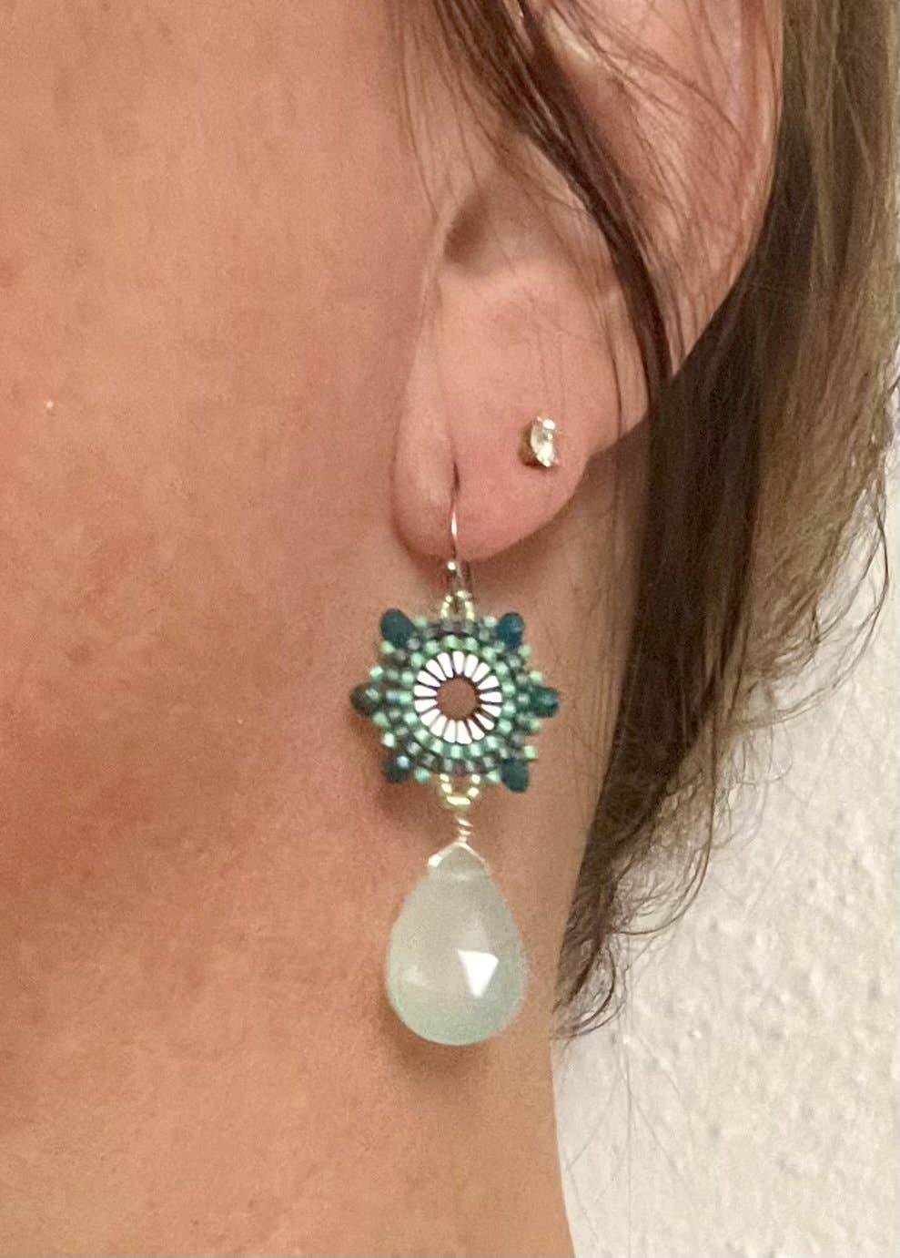 Chilled aqua gemstone statement earrings