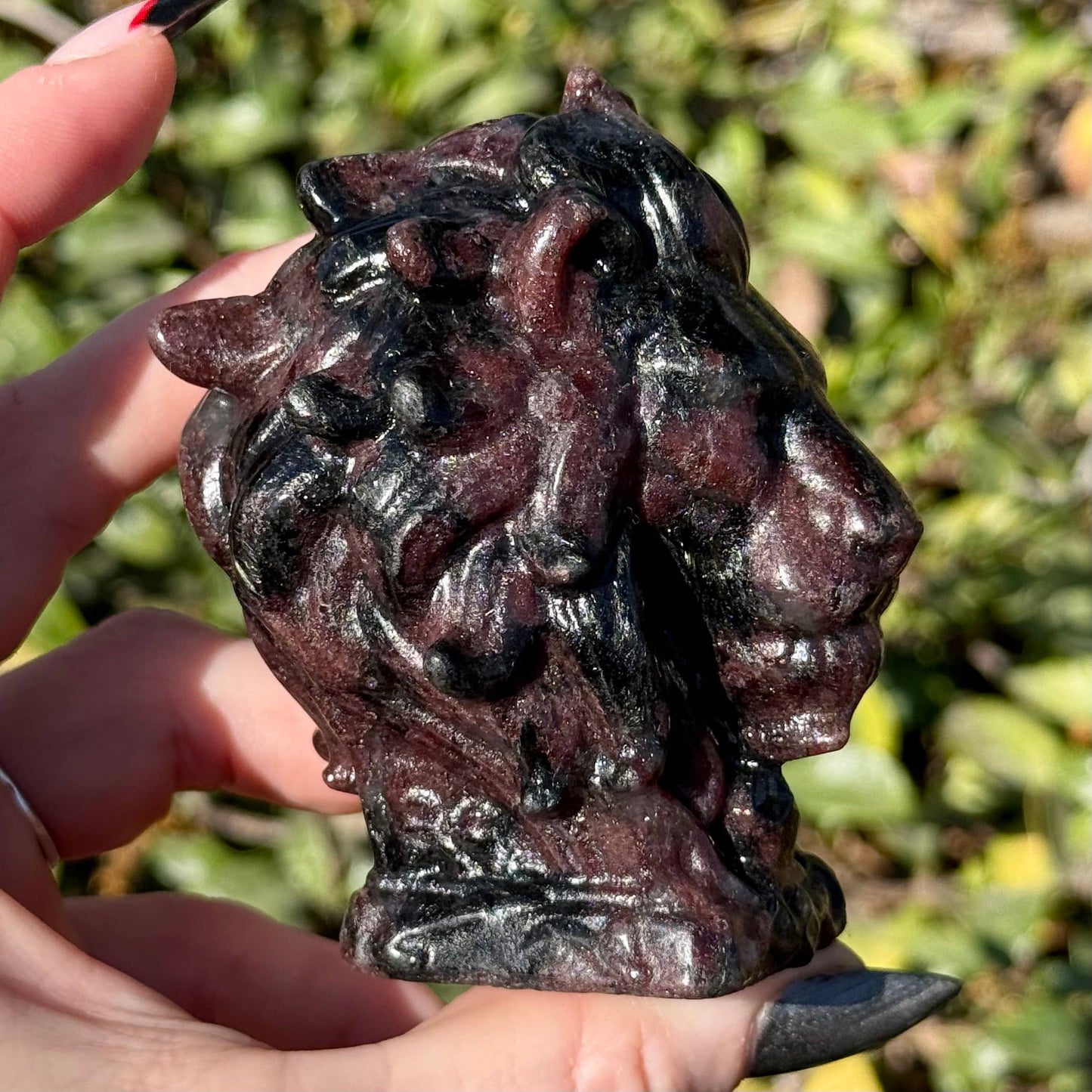 Garnet Arfvedsonite Lion Head