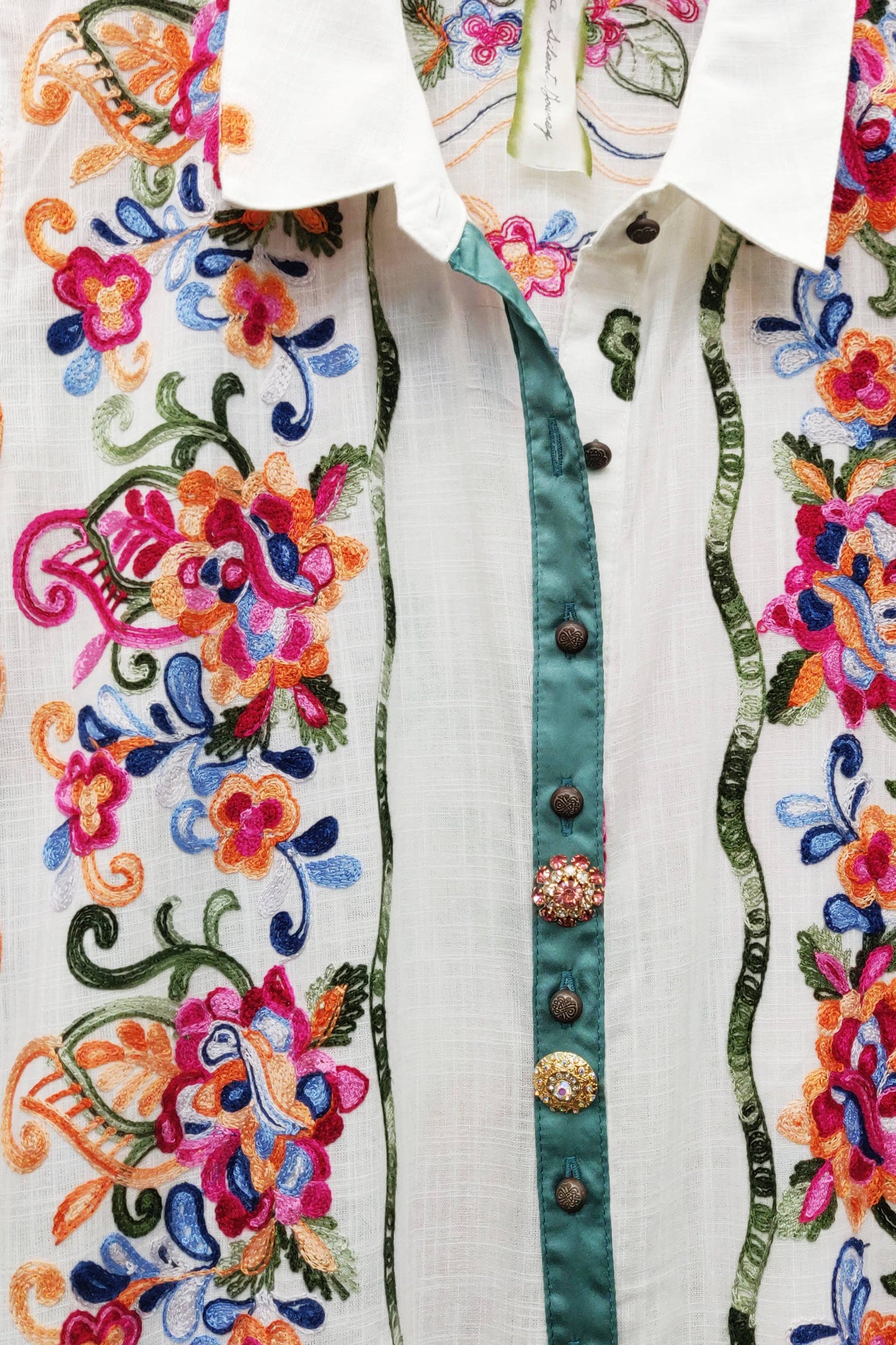 Beauty Mark Embroidered Maxi Duster / Shirt Dress : White /