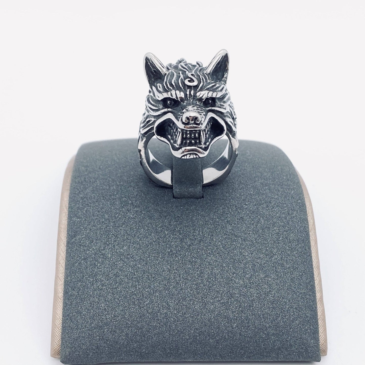 Men's Stainless Steel Wolf Head Ring