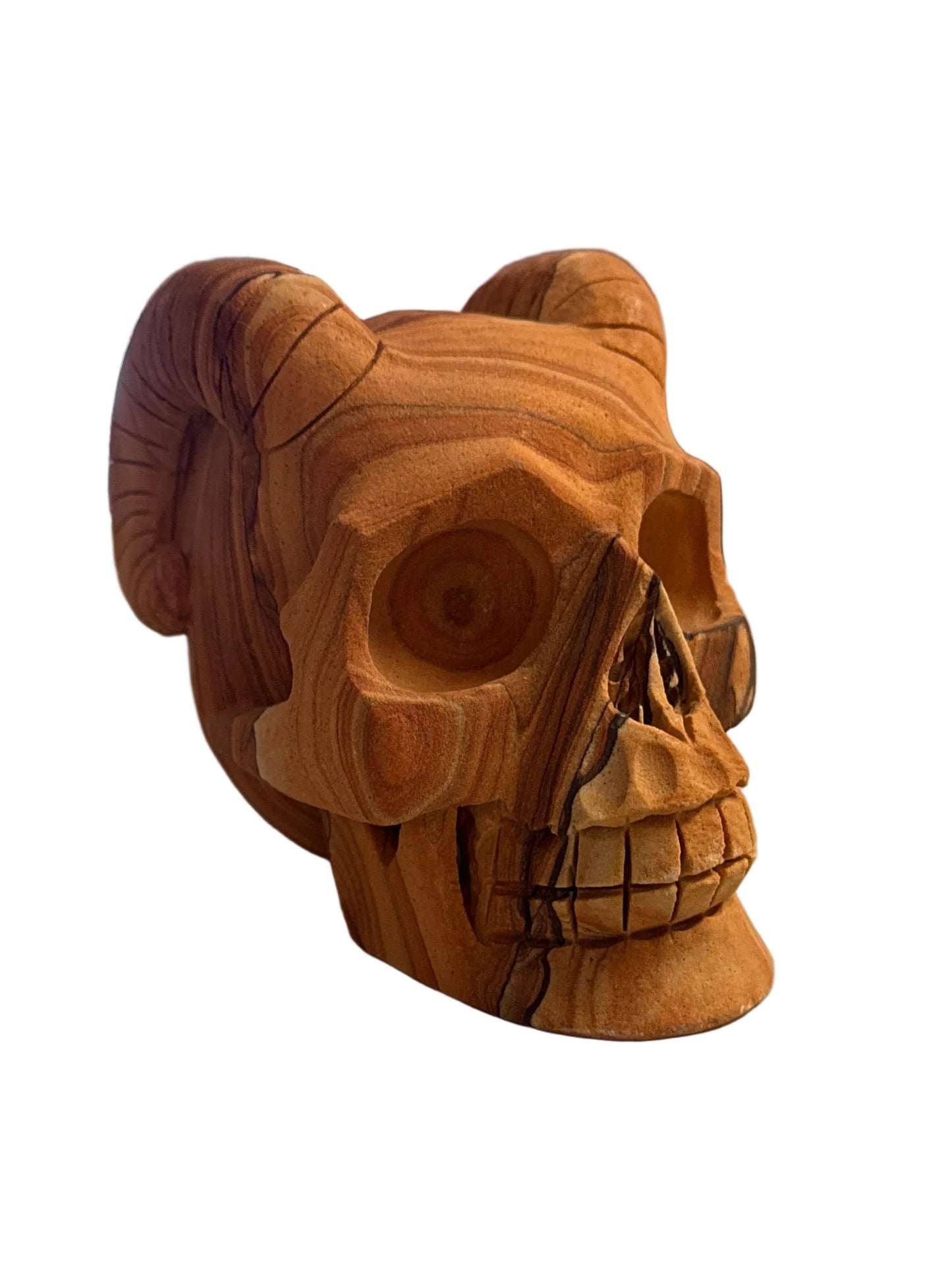 Sandstone Skull with Horns 5"