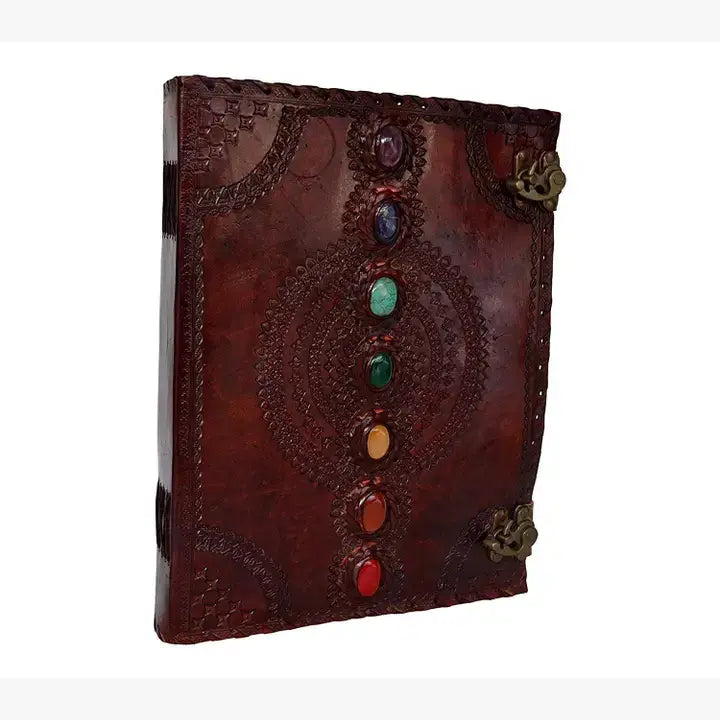 Tuzech Handmade Vintage Seven Chakra Stone Embossed Diary