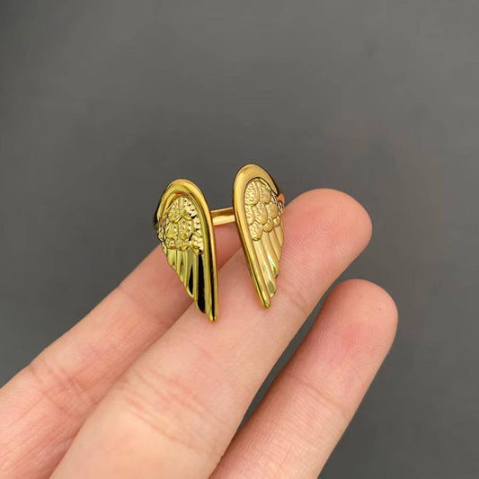 Wings 18K Gold Plated Stainless Steel Adjustable Ring - FGS