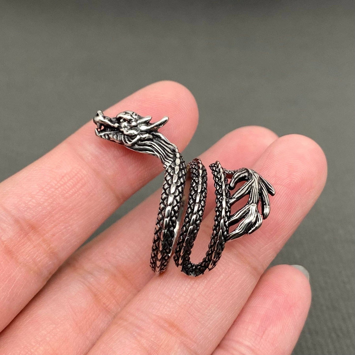 Chinese Dragon Men's Stainless Steel Ring