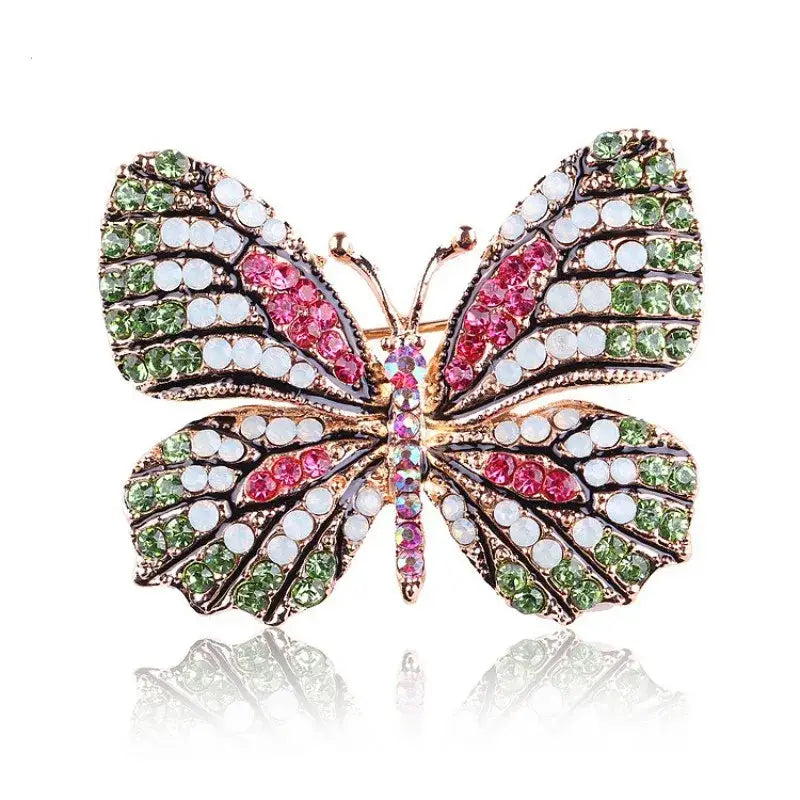 Colorful Rhinestone Butterfly Brooch – 1.8"x1.4"