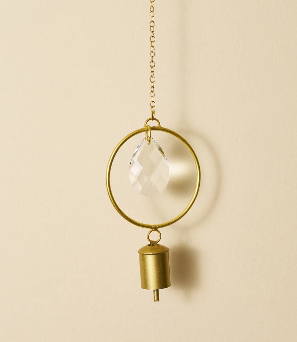Suyra Circle Crystal Suncatcher Wind Chime - Hand Tuned One or Two Rings