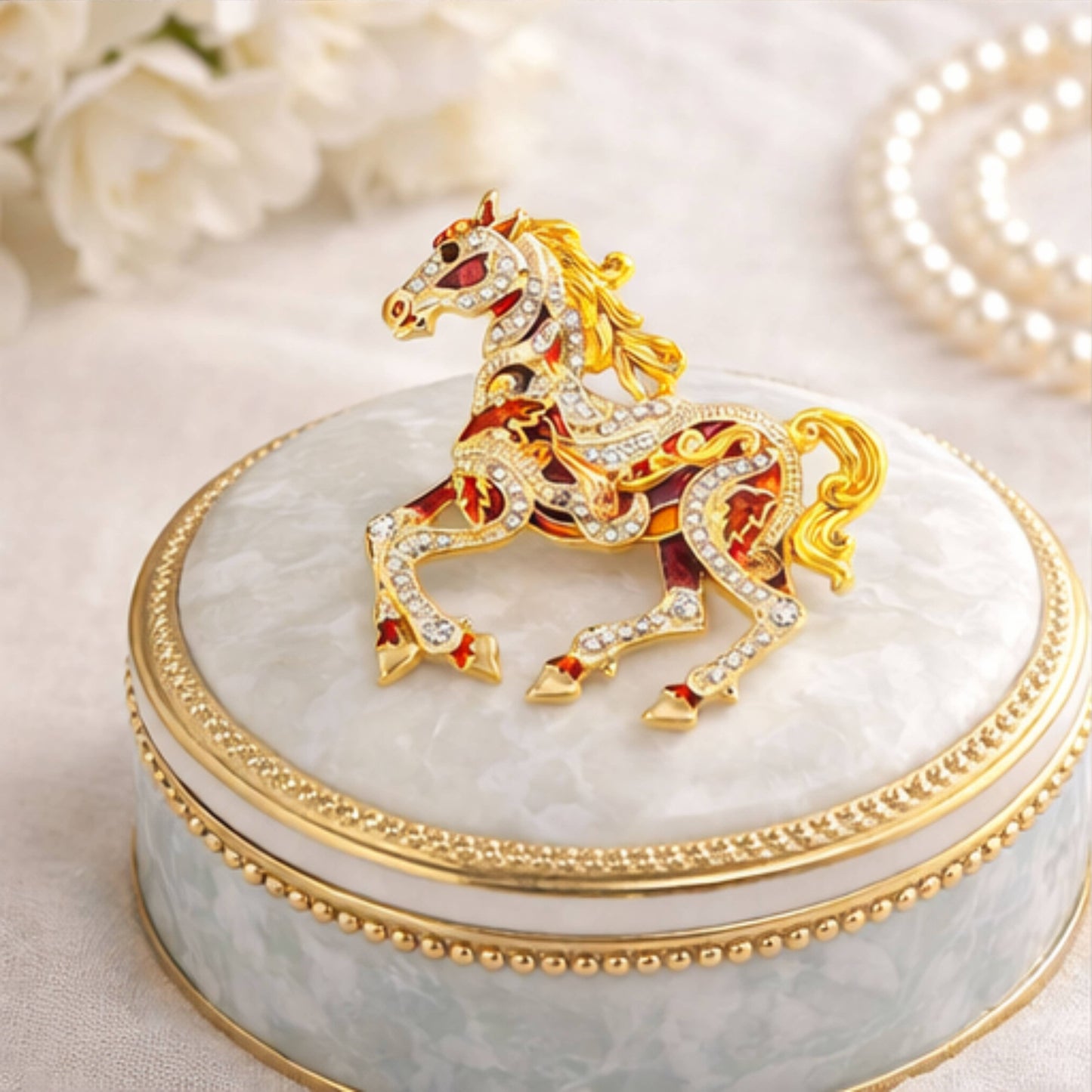 Enamel Horse Brooch
