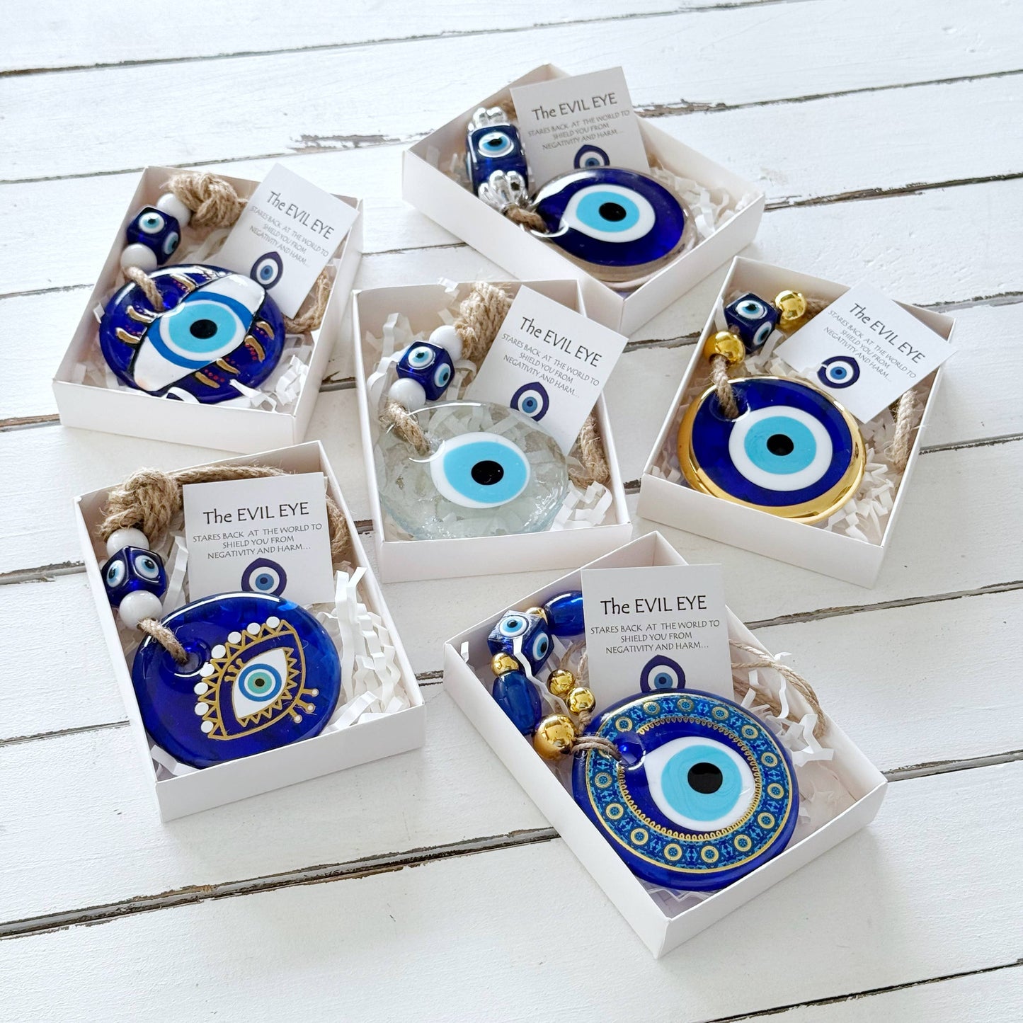 Evil Eye Gift Box – Greek Evil Eye Decor, White / Style 3