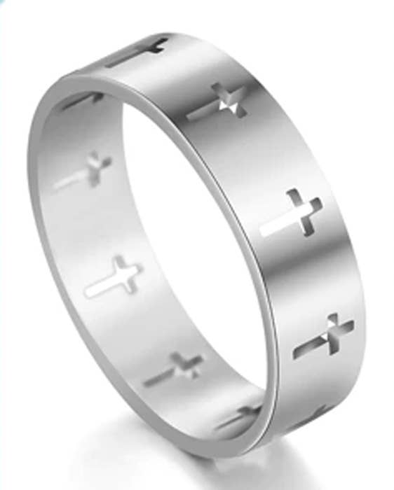 Many Cross Cutout Stainless Steel Ring