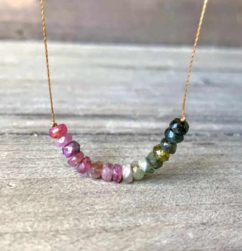 Watermelon Tourmaline Necklace: 16, 18, or 20"