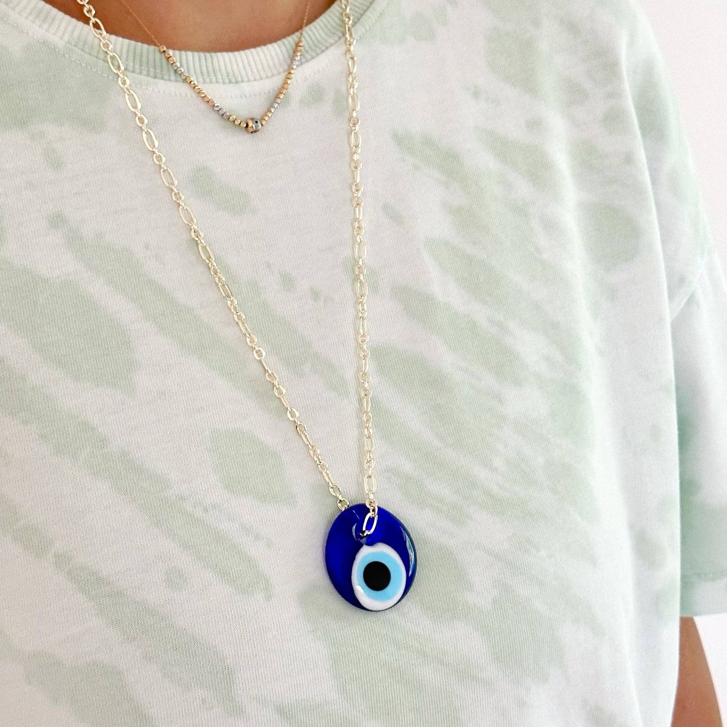 Blue Glass Evil Eye Necklace