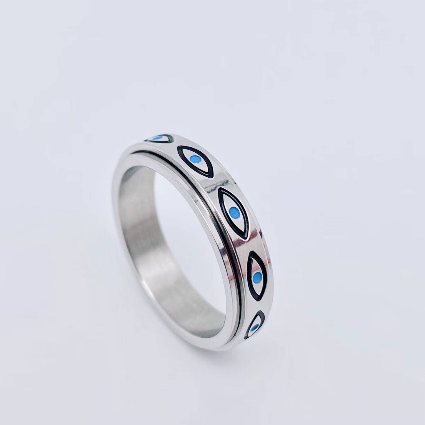 Eye of Horus Stainless Steel Rotatable Ring