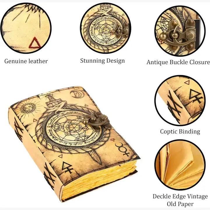 Book of Spells Leather Journal – Vintage Gothic Notebook