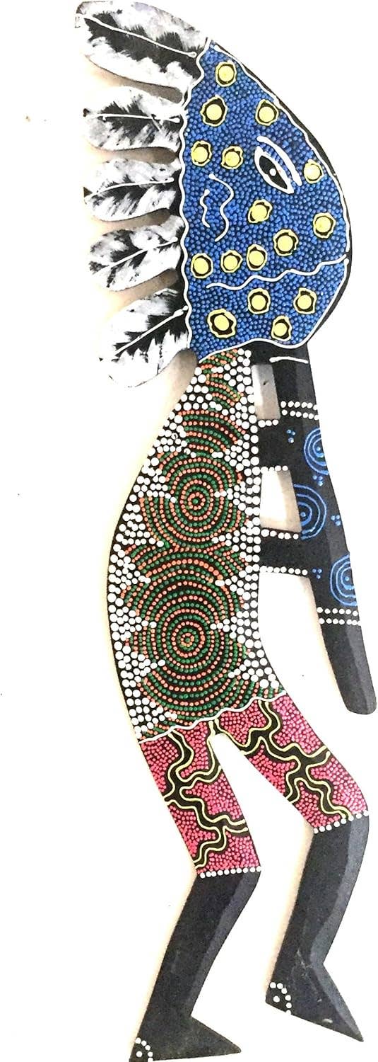 Kokopelli Wall Sculpture Hand Painted Wooden Home Decor 