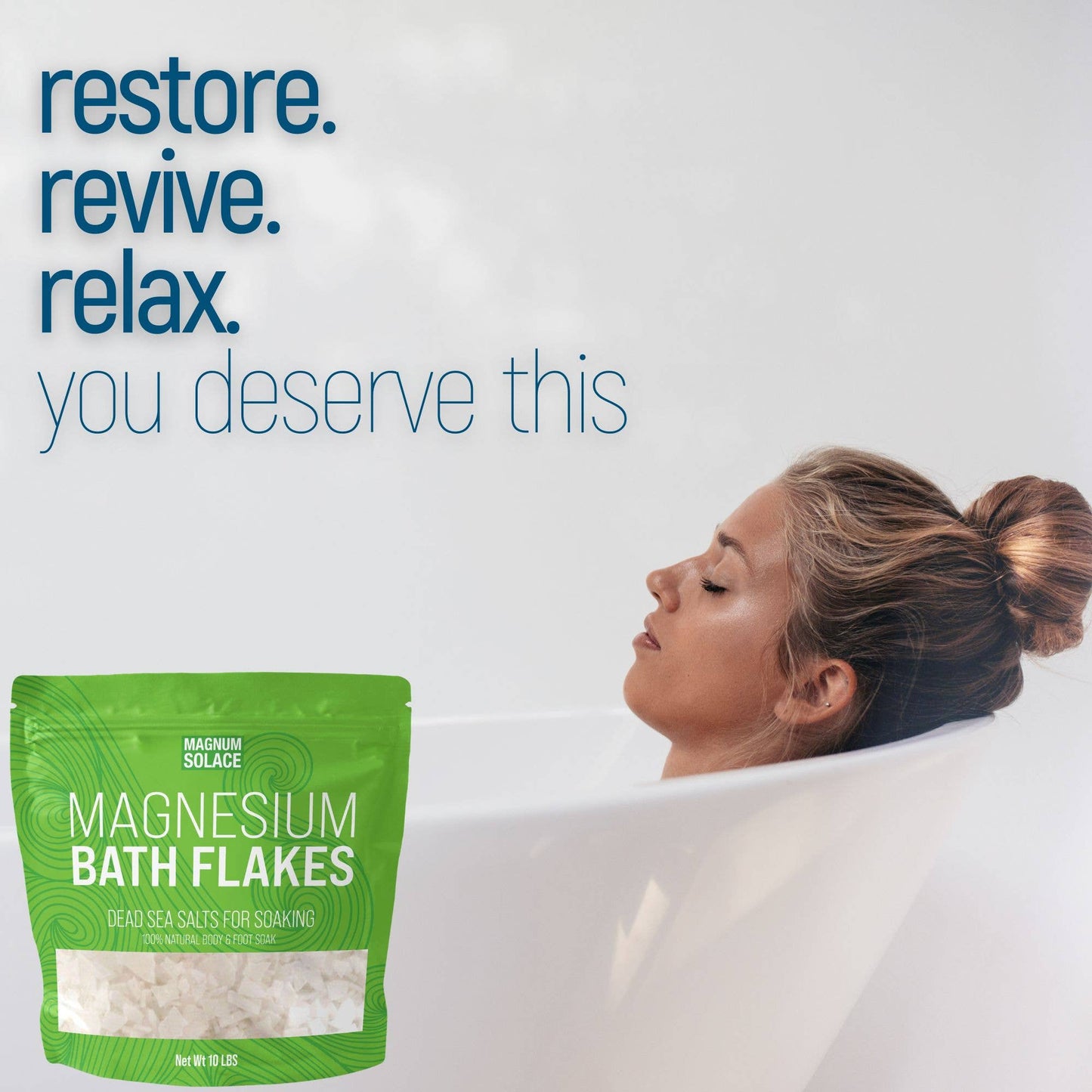 Magnesium Bath Flakes, Dead Sea Bath Salts, Bath Soak: 5LB