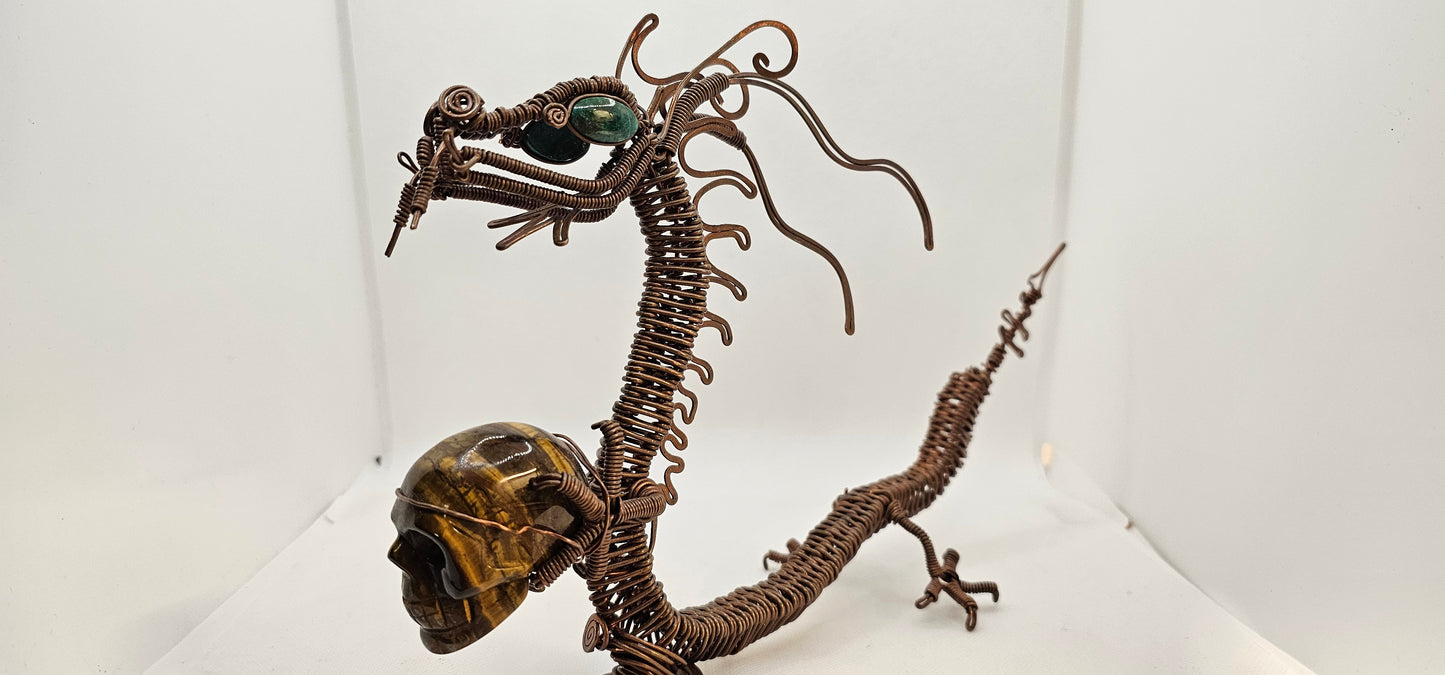 Copper Dragon with Wood Skull