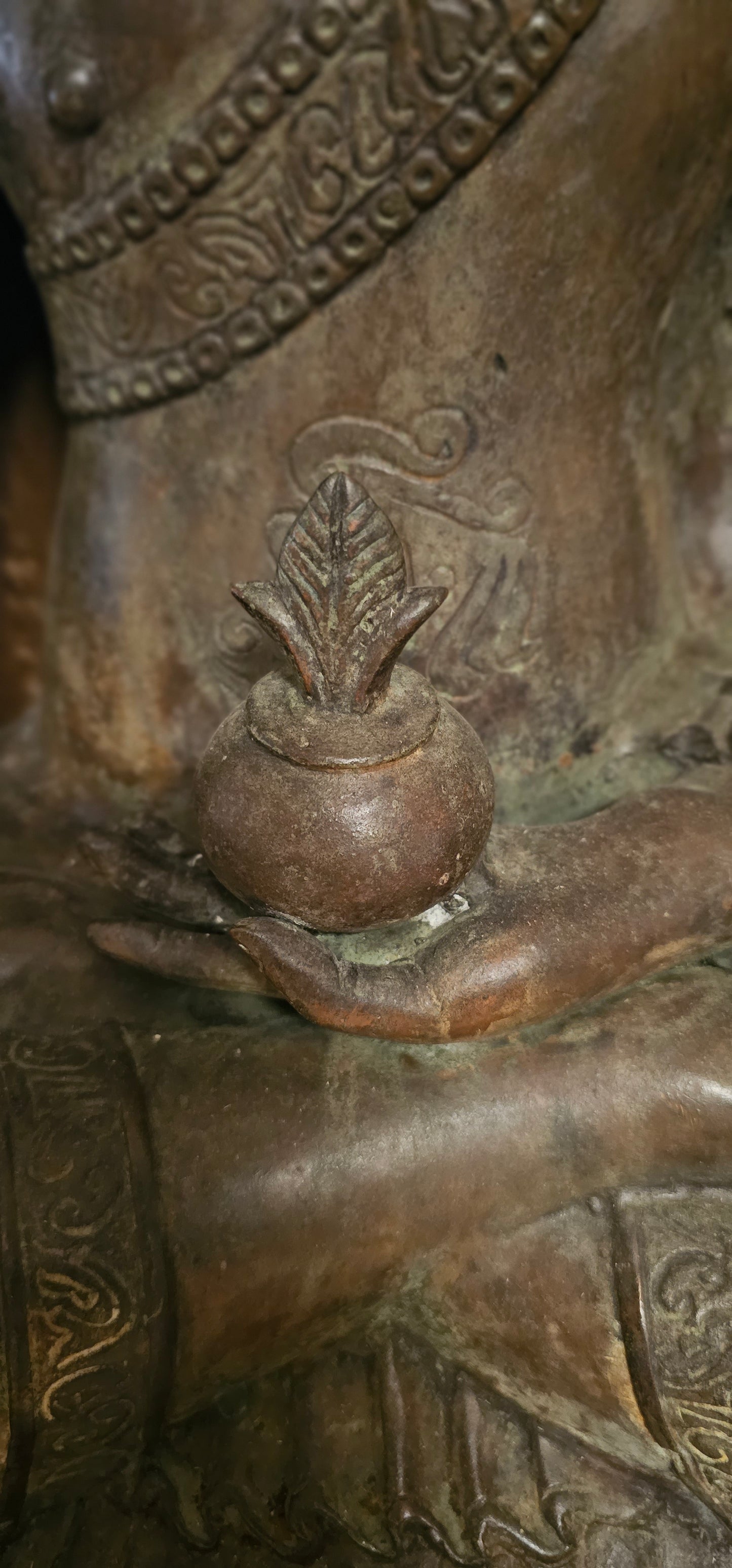 Buddha with Hand Drawn- Bronze Encased in Wood