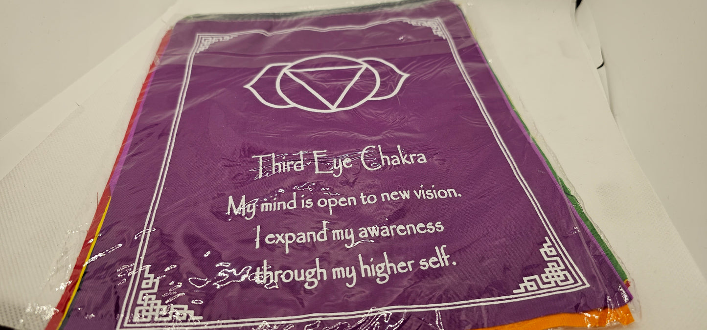 Chakra Prayer Flags- Large with Mantra or Phrase
