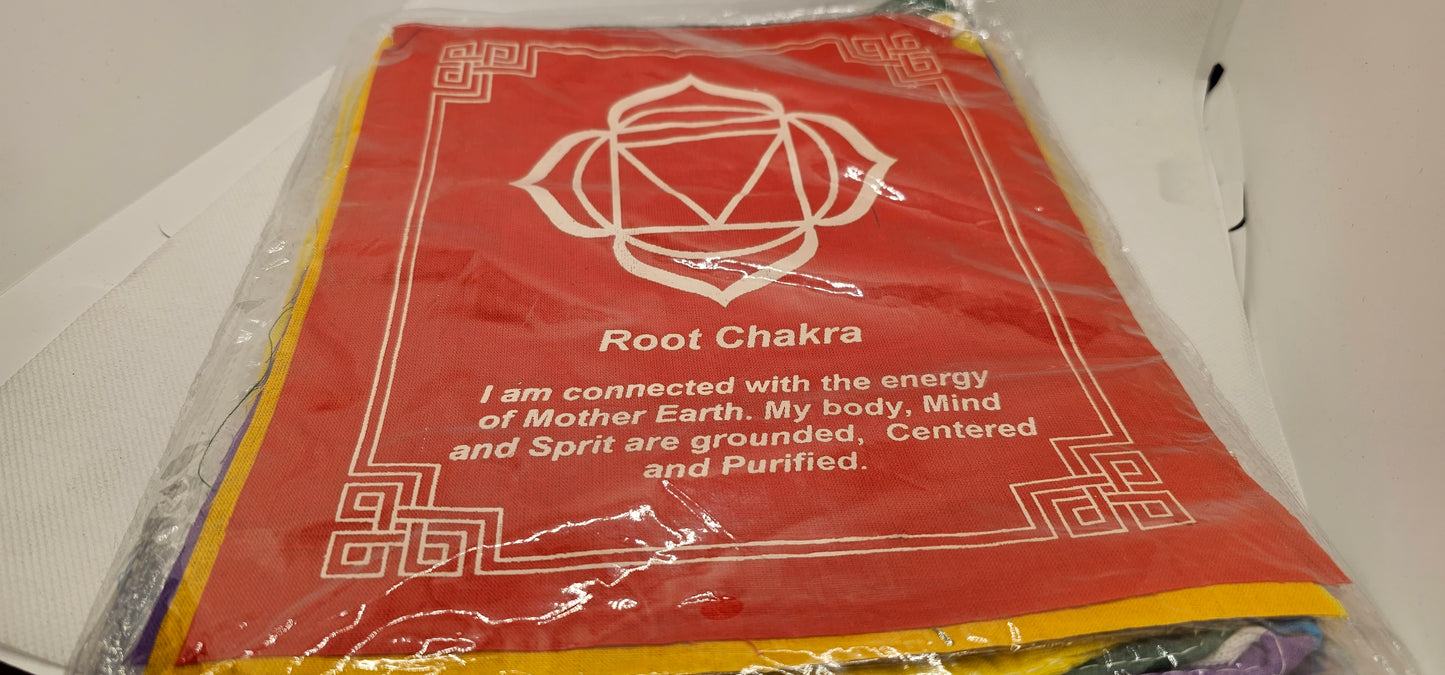 Chakra Prayer Flags- Large with Mantra or Phrase